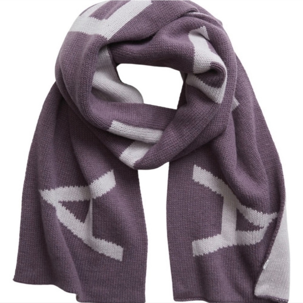 ATHLETA Daily Knit Cashmere Wool Blend Reversible Purple Cozy Scarf - Picture 2 of 8